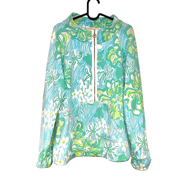 Lilly Pulitzer Tops - Lilly Pulitzer Skipper Popover Blue Green White Women's Size XL